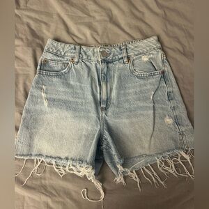 Garage Light Blue Frayed Jean Shorts